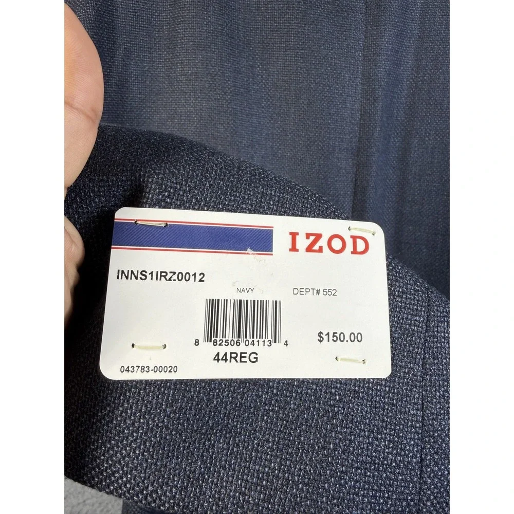 IZOD Blazer Mens 44R Navy Textured Rayon Blend‎ Sport Coat Jacket New Formal